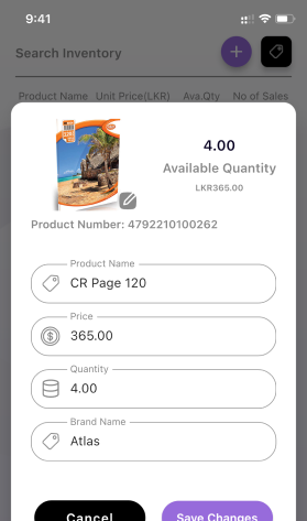 FanBudget App Inventory Management - Search, Edit and Add inventory